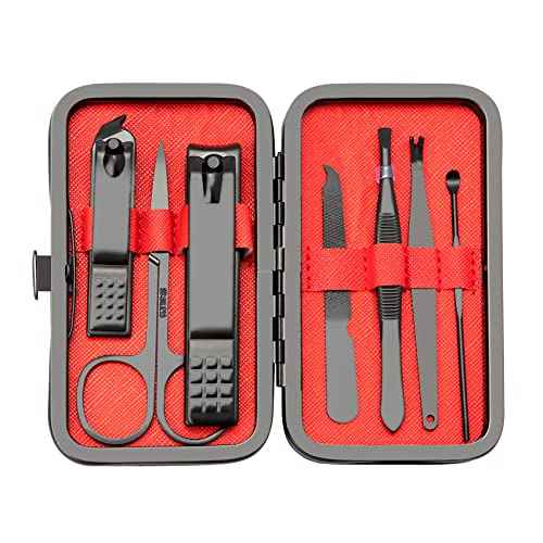 Manicure Set 7 In 1 Stainless Steel Nail Kit Manicure Kit Gifts for Dad Gifts for Christmas Nail Clippers for Men Gift Under 5 Dollars Nails Tools with Travel Case Mens Stocking Stuffers