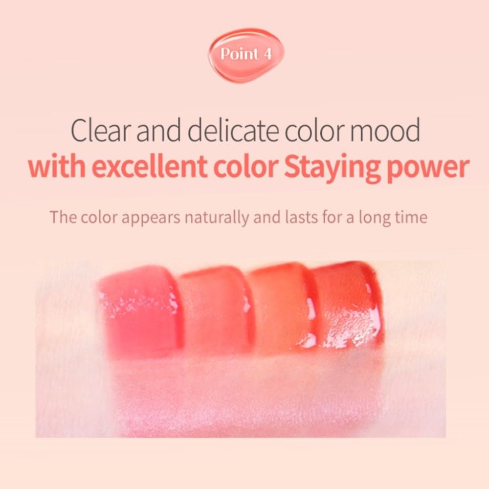 MQNY (MACQUEEN NEWYORK Dewy Water Glow Lip Tint - #03 Peach Dew, Glass-like Mirror Shine Hydrating Lip Stain, Long-Lasting & Non-Sticky Pink Tone Water Tint, 0.12 oz (3.5g)