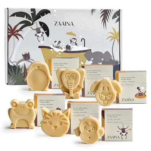 ZAAINA Kids Soap Bar (Set of 6) ? Unique Natural Animal Shaped Soaps for Children ? Gentle Bath Soap for Sensitive Skin ? Fun Gift for Kids ? Birthday, Bath Time ? Handmade in USA