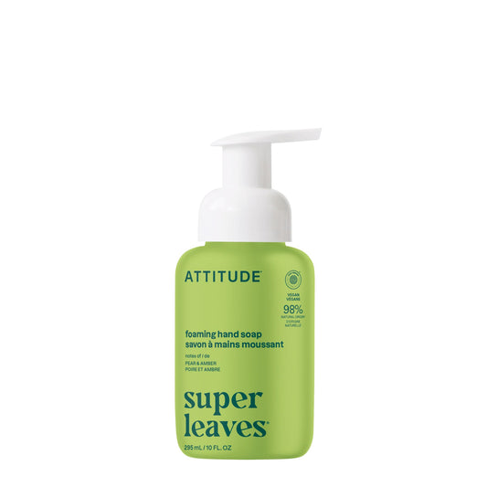 ATTITUDE Foaming Hand Soap, EWG Verified, Plant and Mineral-Based Ingredients, Vegan and Cruelty-free Personal Care Products, Pear & Amber Scent, 10 Fl Oz