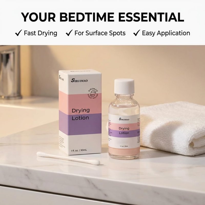 SIRUIMAO Overnight Drying Lotion for Surface Blemishes - Fast Acting Bi-Phase Pink Spot Solution for Face & Body - Soothing Calamine & Tea Tree Oil to Dry Out Impurities & Reduce Redness (1 fl oz)