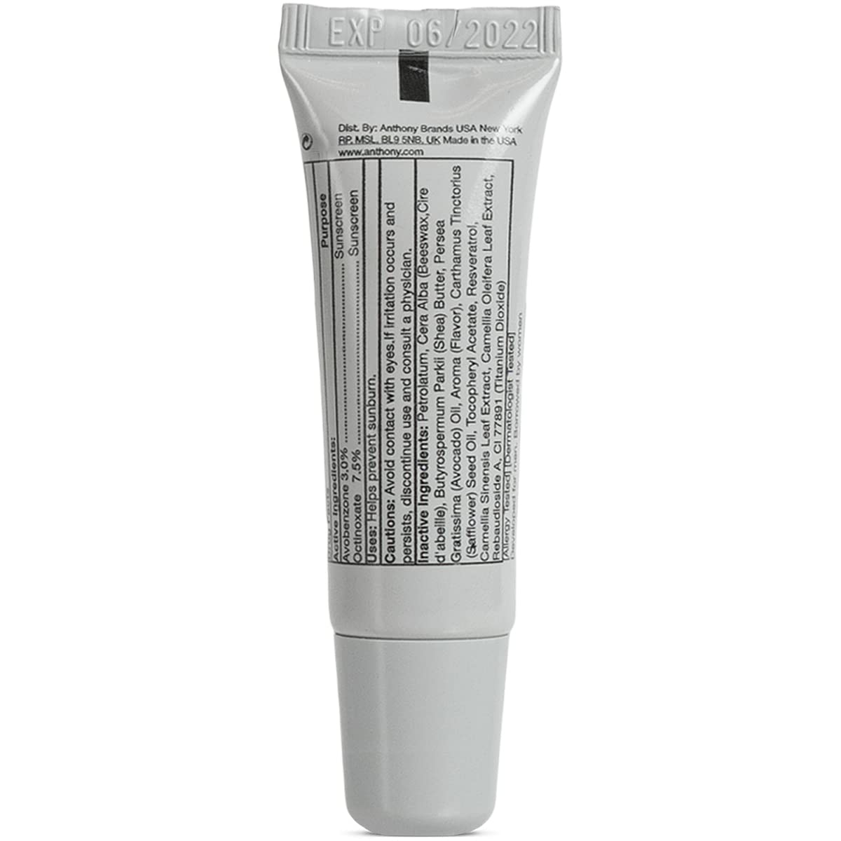 Anthony SPF 25 Lip Balm with Sunscreen for Lips 4-Pack, Contains Green Tea Extract Shea Butter and Vitamin E Moisturizing Repair Treatment for Chapped and Dry Lips Hydrates Protects and Nourishes Lips