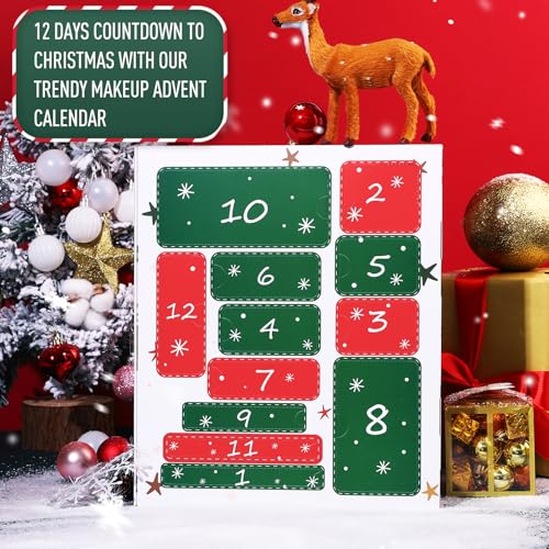 UCANBE Makeup Advent Calendar 2024, 12 Days Christmas Countdown Calendar Surprise Gift Kit, Xmas Holiday Festival Cosmetic Starter Makeup Set with 12 Beauty Boxes for Women Teens Girls