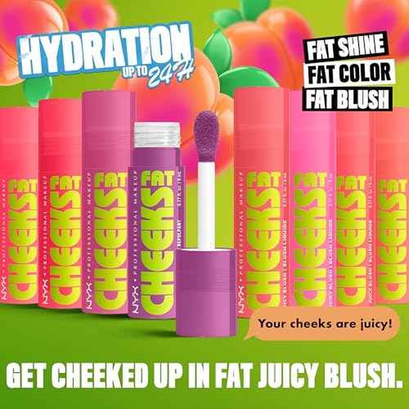 NYX PROFESSIONAL MAKEUP Fat Cheeks Liquid Blush, Buildable, Dewy Blush with Long-Lasting 12HR Wear - Fig Fizz (Soft Peach)