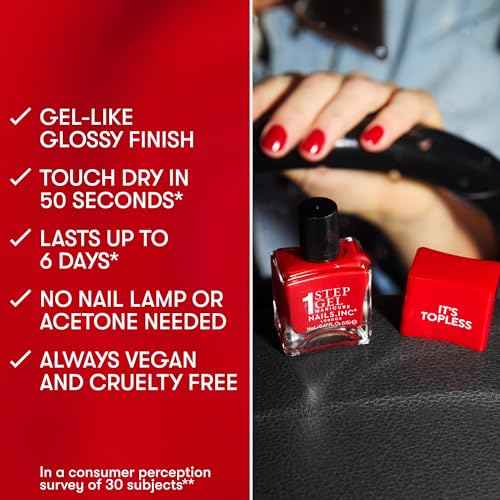 Nails Inc It's Topless Gel-Like Nail Polish, 4-in-1 Base Coat, Treatment, Color, Top Coat, Long Lasting, Strong, Chip Free Nails, Glossy Salon Quality Manicure, Air Dry Nail Polish, Billie, 0.47 Fl Oz