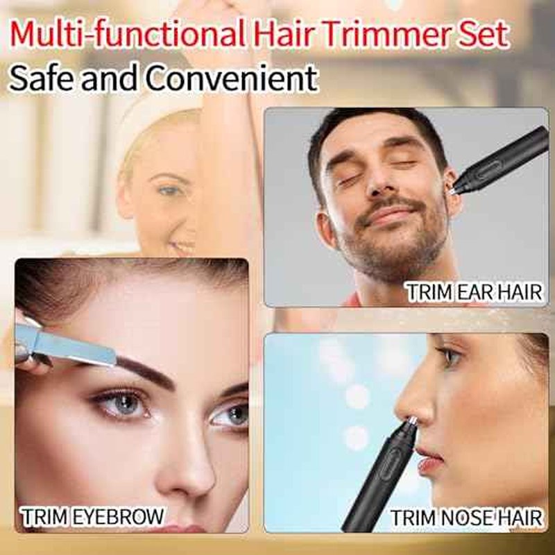 Nose & Ear Hair Trimmer for Men Women,2025 Painless Rechargeable Nose & Eyebrow Hair Trimmer Clipper,Portable Facial Hair Removal and Eyebrow Razor for Easy Cleansing (Black Blue)