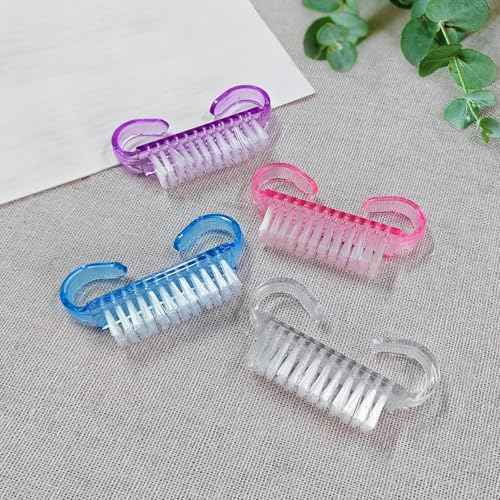 Maifen Handle Grip Nail Brush, 4 Pack Plastic Head & Handle, Plastic Bristles, 4 Colors, Nail Cleaning Brushes for Men, Women, Kids