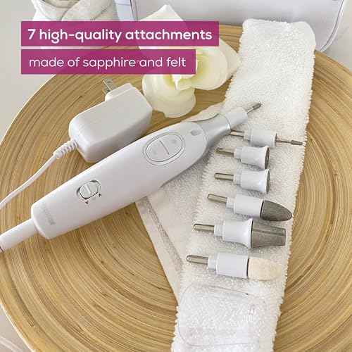 Beurer MP42 Nail Drill, 7-in-1 Nail Kit with Strong Sapphire Nail Drill Bits, Electric Nail File and Nail Buffer Includes Bright LED Light, Pedicure Kit and Manicure Set with Storage Case