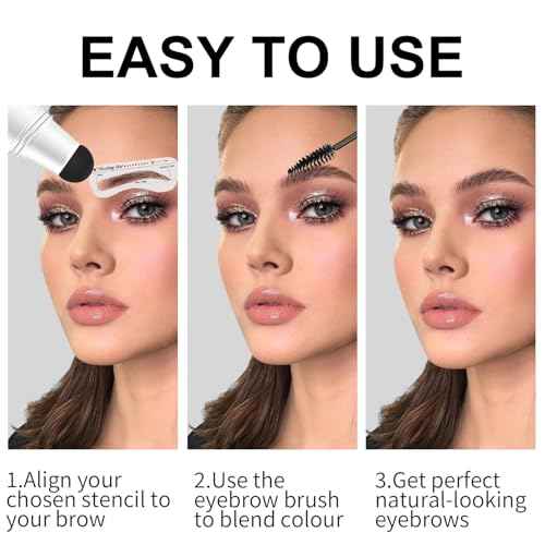 Eyebrow Stencils, Eyebrow Stamp Perfect Eyebrows Brow Stamp Waterproof, Eye Brow Stencil Kits Eyebrow Kit for Women With 10PCS Eyebrow Shaping Kit Smudge-proof & Long-Lasting, Soft Brown