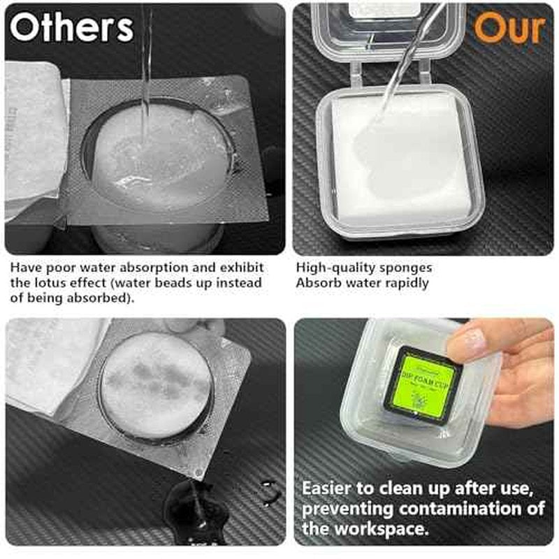 Dip Foam Cups-16Pcs Square Tattoo Supplies Disposable Rinse Caps for Color Switching & Needle Cleaning