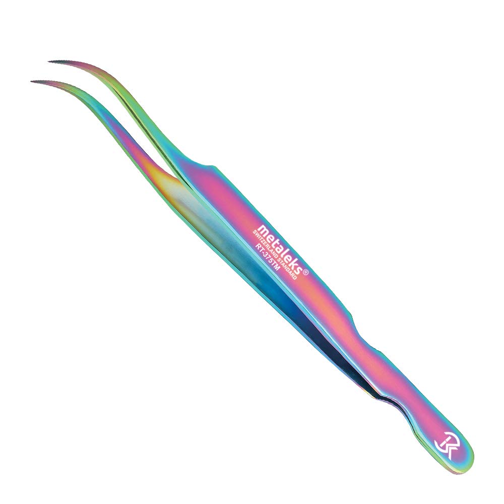 3 Pcs Russian Volume Japanese Stainless Steel Tweezers for Eyelash Extension (Multi Titanium Coated.)