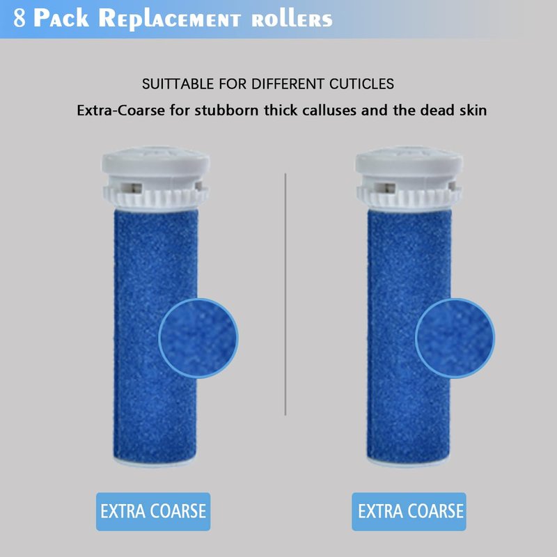 8 Pack Blue Replacement Roller Compatible with Scholl Express Pedi Foot Smoother-Extra Coarse