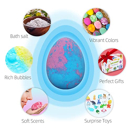 Bath Bombs for Kids with Toys Surprise Inside, Kids Bath Bombs Gift for Birthday Christmas, 12Pcs Children Bubble Bath Fizz Dino Egg Gift Set for Girls and Boys Easter Basket Stuffers