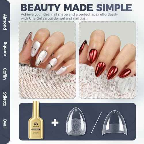UNA GELLA Builder Gel For Nails, 7 In 1 Clear Hard nail Strengthener Builder Gel For Apex Building/Nail Extension, Led Lamp Needed