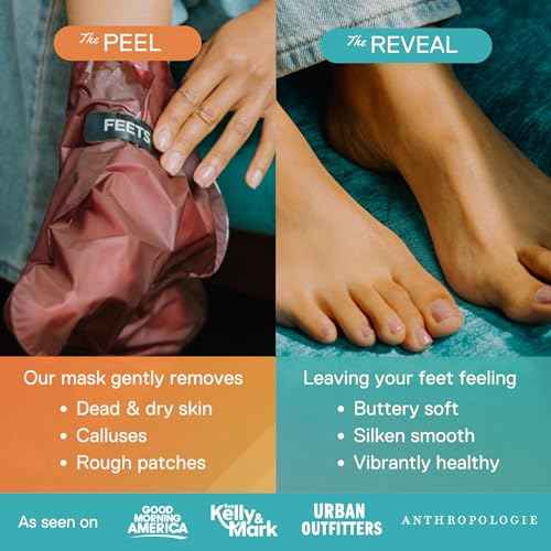 FEETS Foot Peel Mask with Eucalyptus and Lavender (2-Pack) | Remove and Exfoliate Dead Skin | Perfect for Men and Women | Removes and Repairs for Dry, Rough, Cracked Heels and Calluses