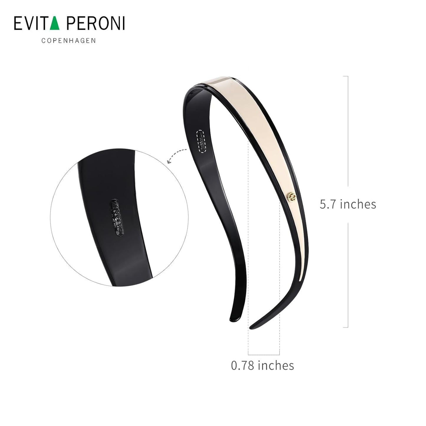 Evita Peroni Headband for Glasses - Stylish Black & Off White Hair Accessory | Comfortable Non-Slip Design