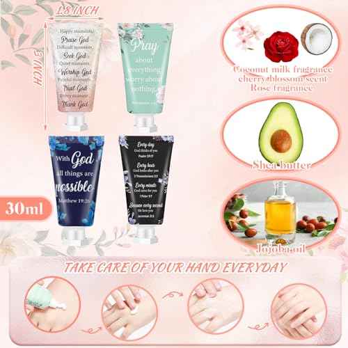 72 Pcs Christian Hand Cream Bulk for Women Breast Cancer Awareness Gifts Christian Gifts in Bulk Bible Mini Travel Size Lotion for Skin Dry Bible Verse Hand Lotion for Mom Grandma Christmas Holiday