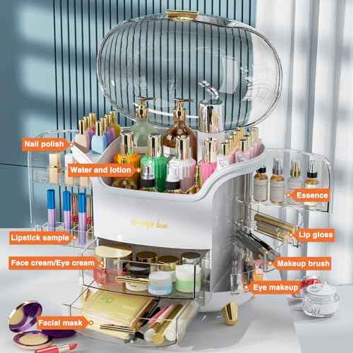 Large Capacity Makeup Organizer Countertop Vanity Organizer for Waterproof and Dustproof Skincare, Multi-Style, Clear