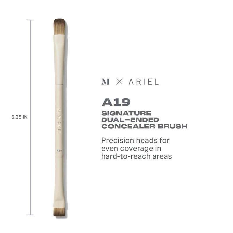 Morphe x Ariel Complexion Essentials Duo - A24 Signature Foundation & A19 Dual-Ended Concealer Brushes - Provides Seamless Application & Flawless Blend for Base Perfection (2 Piece Set)