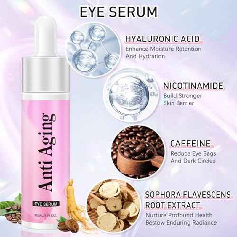 Caffeine Eye Serum Cream Kit for Dark Circles Under Eye Treatment Retinol Cream Anti Aging For Puffiness Bags And Wrinkles 2 Fl Oz