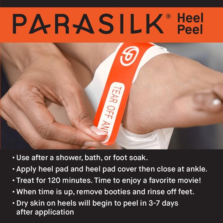 Parasilk Exfoliating Foot Peel – 2 Pairs of Gel Heel Pads & Sock Covers | Repair Dry, Cracked Heels