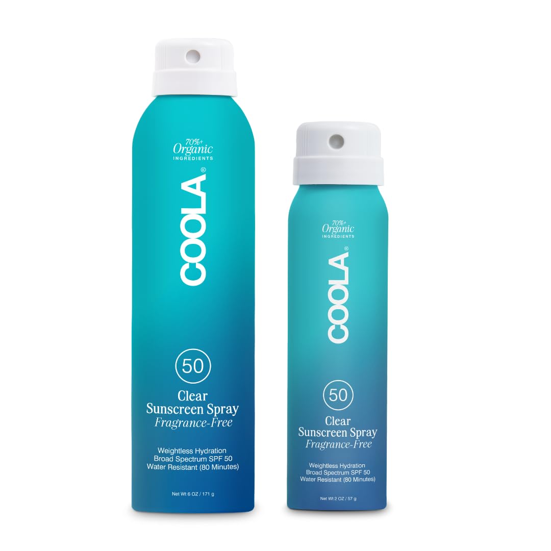 COOLA Organic Sunscreen SPF 50 - Vegan Sunblock Spray for Daily Skin Protection | Fragrance-Free, Dermatologist Tested