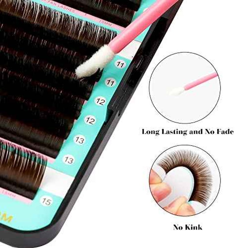 VAVALASH Colored Easy Fan Eyelash Extensions 0.07 CC Curl 8-15mm Mixed Lash Tray Brown Self Fanning Lashes Colorful Volume lash extensions£¨Brown,0.07-CC-8-15mm£©