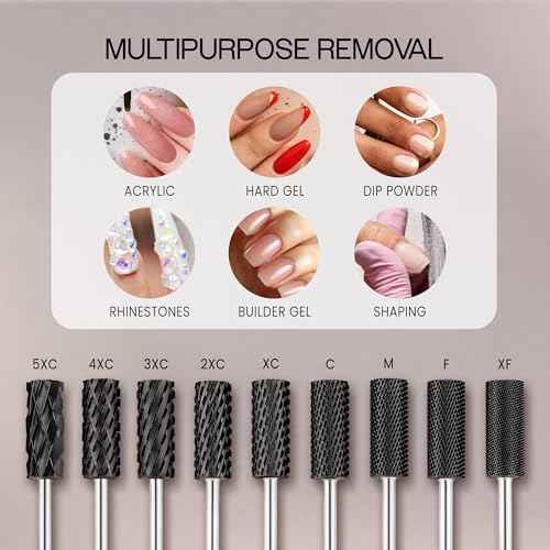 USA PANA Professional 3/32" Shank Size - Flat Top Small Barrel Carbide Bit - 5X Coarse Grit to Extra Fine Grit - Gold, Silver, DLC Black - Nail Drill Bit for Dremel Machine (Medium, DLC Black)