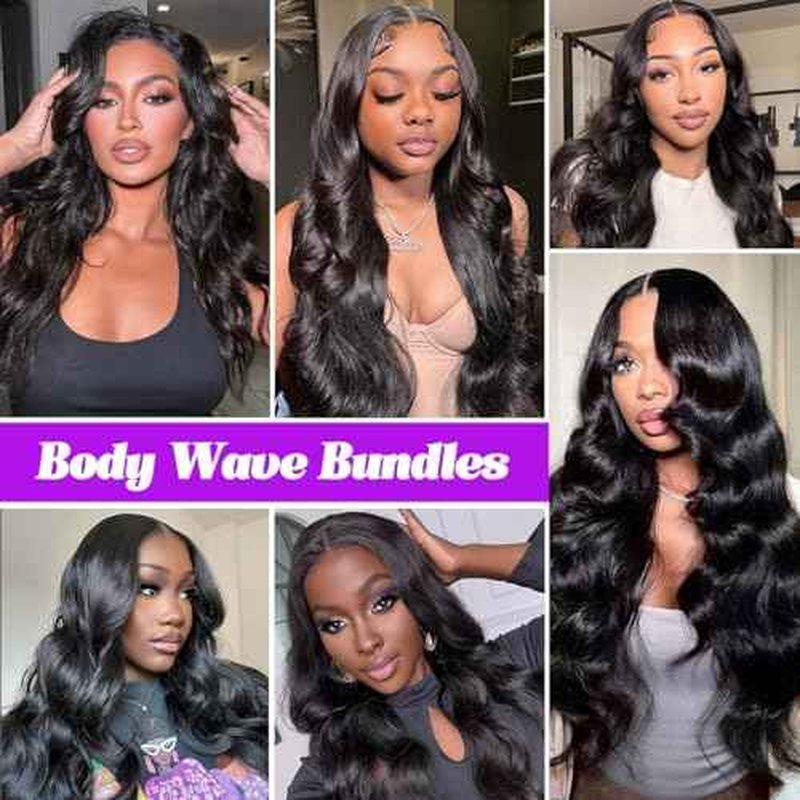 12A Human Hair Bundles 26 28 30 Inch Body Wave 100% Unprocessed Brazilian Virgin Hair 3 Bundles Human Hair Extensions Quick Weave Natural Black
