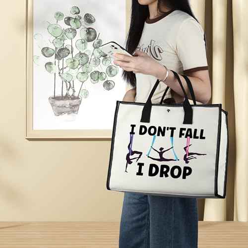 BWWKTOP Aerialist Cosmetic Makeup Bag Aerial Yoga Gifts I Don't Fall I Drop Aerial Dancer Makeup Zipper Pouch Bag Aerial Silk Gifts (I Don't Fall BG)