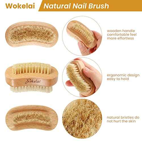 Nail Brush for Cleaning Fingernails, 2 Pieces Wooden Fingernail Toenail Scrub Brushes with Natural Boar and Sisal Bristle, Two-Sided Hand Foot Nail Scrubber Manicure Pedicure Supply Men Women Girls