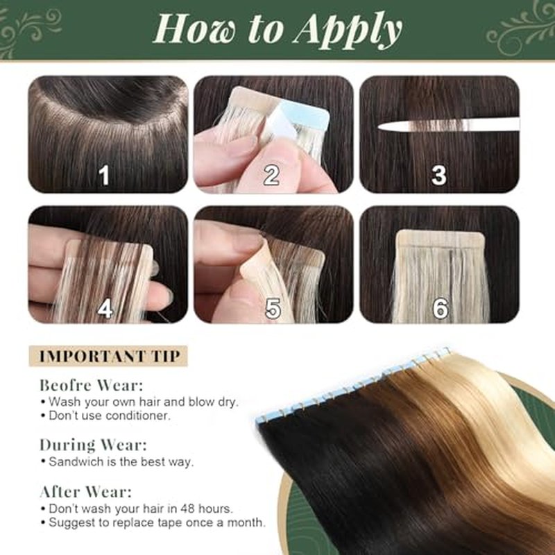 Missme Tape in Hair Extensions Human Hair 18 inch 20 Pcs 50g #613 Blonde Tape ins Human Hair Extensions Remy Hair Skin Weft Seamless Invisible Silky Straight Thick Ends Add Length