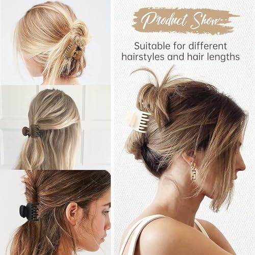 8 Pack Small Claw Clips for Women Girls Double Row Teeth Medium Hair Clips Matte Claw Clips for Thin Hair No Slip Hair Clips for Short Hair Accessories (Dark Series)