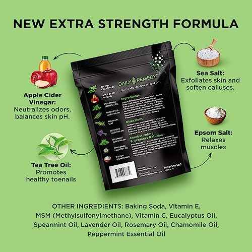 DAILY REMEDY EXTRA STRENGTH Tea Tree Oil Foot Soak w/ Epsom Salt Made in USA Toenails£¬Athlete's Foot£¬Itchy Feet£¬Stubborn Smelly Foot Odor£¬Pedicure Calluses & Soothes Sore Tired Achy Feet 16 oz£¬Black
