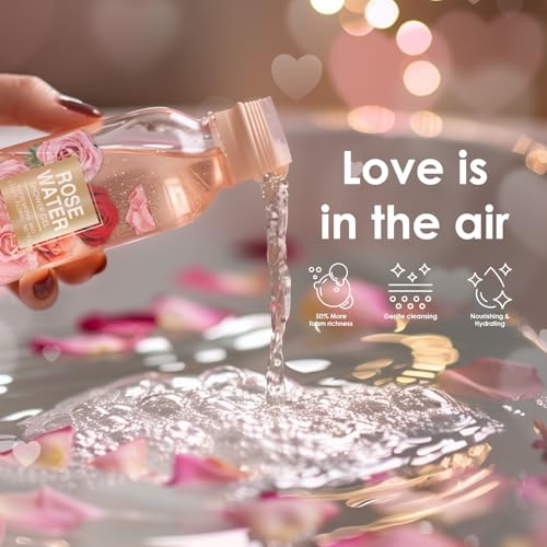 Body & Earth Spa Baskets for Women - 5 Piece Rose Scented Bath Sets with Shower Gel, Body Scrub, Body Lotion, Hand Soap, Mothers Day Gifts for Mom