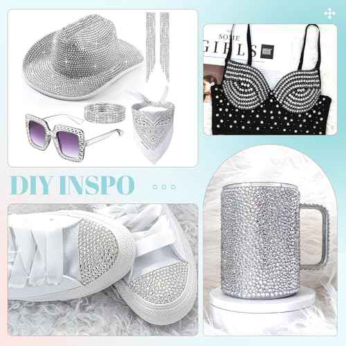 6100Pcs Resin Rhinestones for Crafting with 2Pcs 10ml B7000 Jewelry Glue, 1 Box Flatback Crystals Diamond (Clear) for Bedazzling Crafts DIY Nail Art Non Hotfix Gems for Clothing Shoes Tumblers