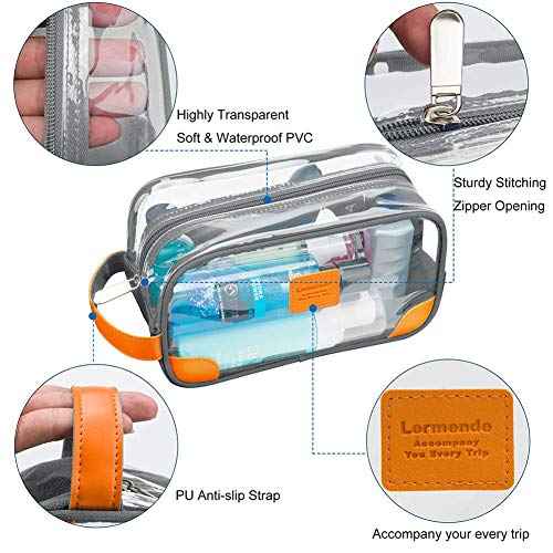 Lermende Toiletry Bag, Clear Shaving Dopp Kit for Men Travel Toiletry Bag with Hand Strap Unisex Bathroom Toiletries Organiser