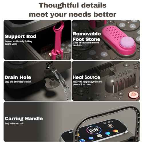 Foot Spa Electric Rotary Massage, with Touchscreen Pro Color Display, Collapsible Foot Bath with Heat, Bubble,Remote Control, Temp Control, and 24 Motorized Shiatsu Massage Balls (Dark Grey)