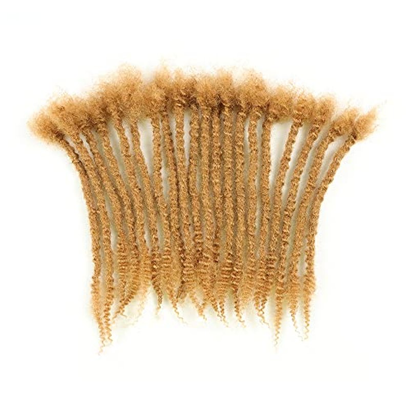 Orientfashion 8inch Textured loc Extensions Human Hair Curly Ends 0.6 Thickness Full Hand-made Permanent Dreadlock Extensions Human Hair for Women/Men(8inch 0.6cm-20strands,#27)