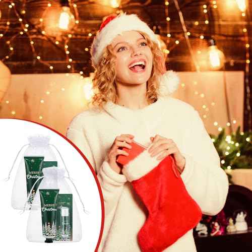 30 Sets Christmas Hand Cream and Lip Balm Bulk Set Party Gifts with Organza Bag Thank You Tag Christmas, Thanksgiving Small Gifts