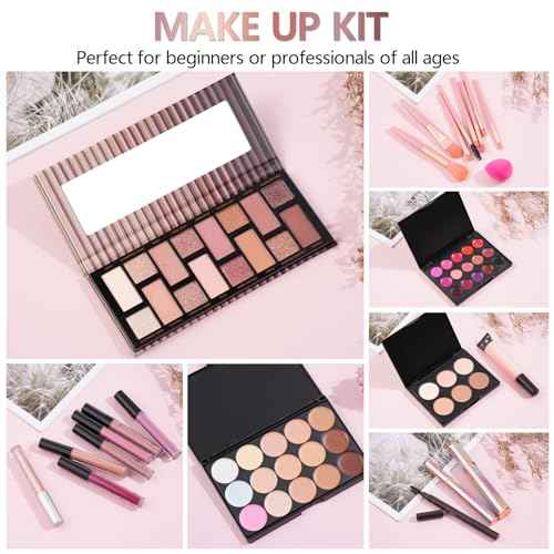 Makeup Kit For Girls Gift, Make up Kit For Women Full Kit Includes Sponge Eyeshadow Liquid Lipstick Concealer Eyeliner Eyebrow Makeup Bag