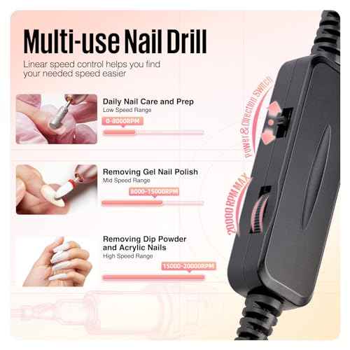 MEFA Nail Drill, Portable Electric Nail Drill with 6PCS Nail Drill Bits and Cuticle Oil Pen, Professional Nail File for Acrylic Gel Dip Powder, Manicure Pedicure Nail Set Efile Nail Drill for Salon