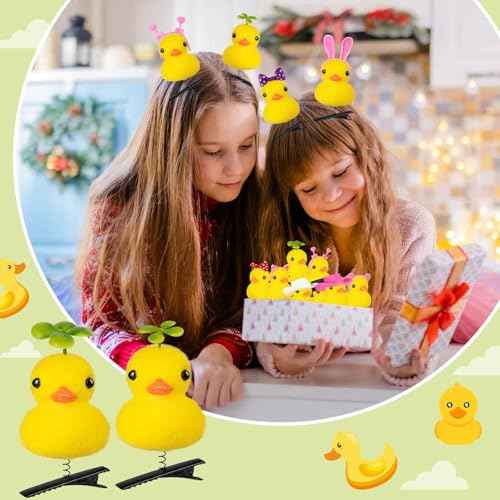 24 Pcs Duck Clips for Hair, Cute Festival Rave Sprouts, Yellow Hair Accessorie for School Home Party Props