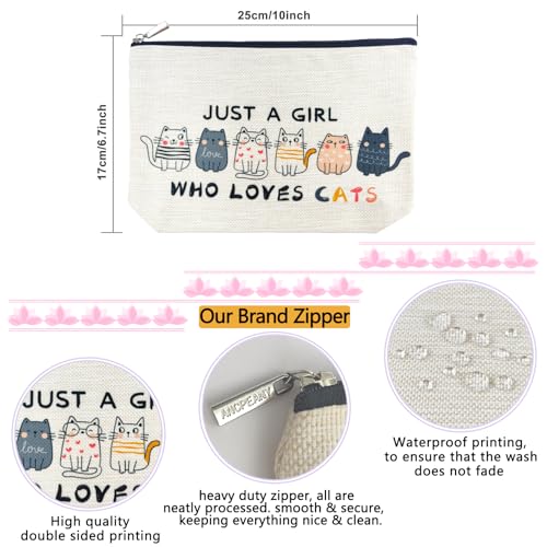 Cat Themed Makeup Bags for Women & Girls - Cute Travel Cosmetic Bags with Zipper Pouch - Funny Cat Mom Gifts for Birthday & Christmas
