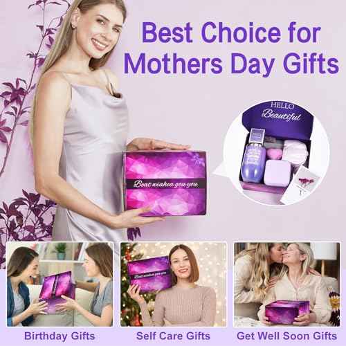 Birthday Gifts for Women Gifts Basket, Self Care Gifts ,Romantic Spa Gifts Care Package with Purple Flannel Blanket,Unique Xmas /Birthday Gifts for Mom, Sister, Wife, Girlfriend, Friends