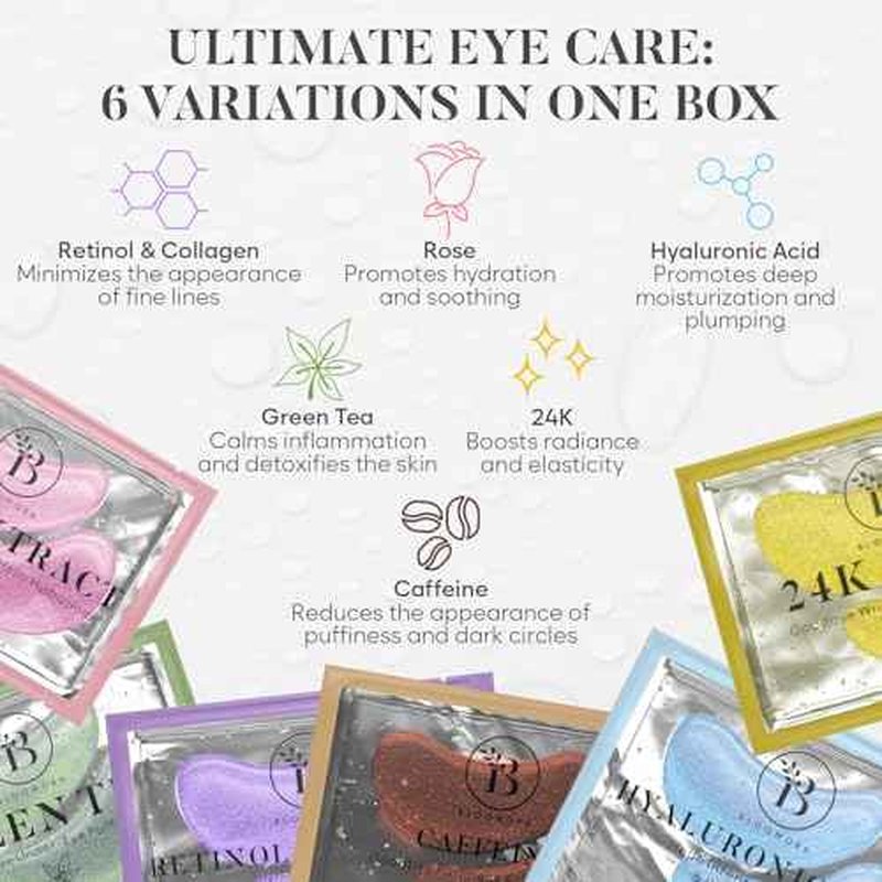 Variety Under Eye Patches (30 Pairs) Under Eye Patches for Dark Circles and Puffy Eyes, Under Eye Mask, Eye Care, Puffy Eyes Treatment, Eye Masks Bulk, Bachelorette Party Favors