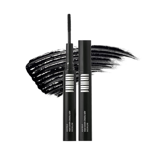 INTWONI AirFixing Mascara – Smudge-Resistant Tubing Formula | 0.5mm Precision Brush | Patented Air-Sealed Container to Reduce Drying | Easy Warm-Water Removal | 8.5g | Made in Korea (Black) (Black)