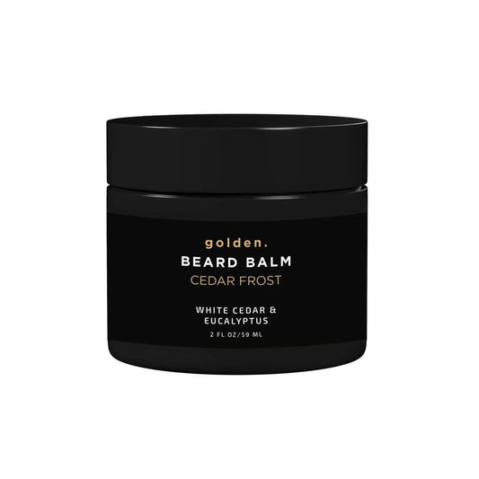 Golden Grooming Beard Balm - Tames Flyaways & Promotes Thicker Growth - Natural Styling Wax with Shea & Mango Butter - Relieves Beard Itch & Dandruff - Cedar Frost, 2oz