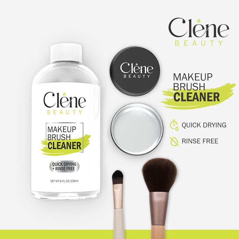 Makeup Brush Cleaner Solution - Rinse-Free Quick Drying Formula | Deep Cleans Oily Foundation (8 oz Kit)