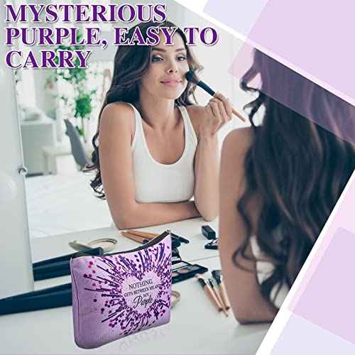 Hillban 6 Pcs Purple Makeup Bag Gifts Christmas Gifts Purple Inspirational Zipper Cosmetic Pouch Lover Gift Makeup Toiletry Bag for Women Travel Birthday